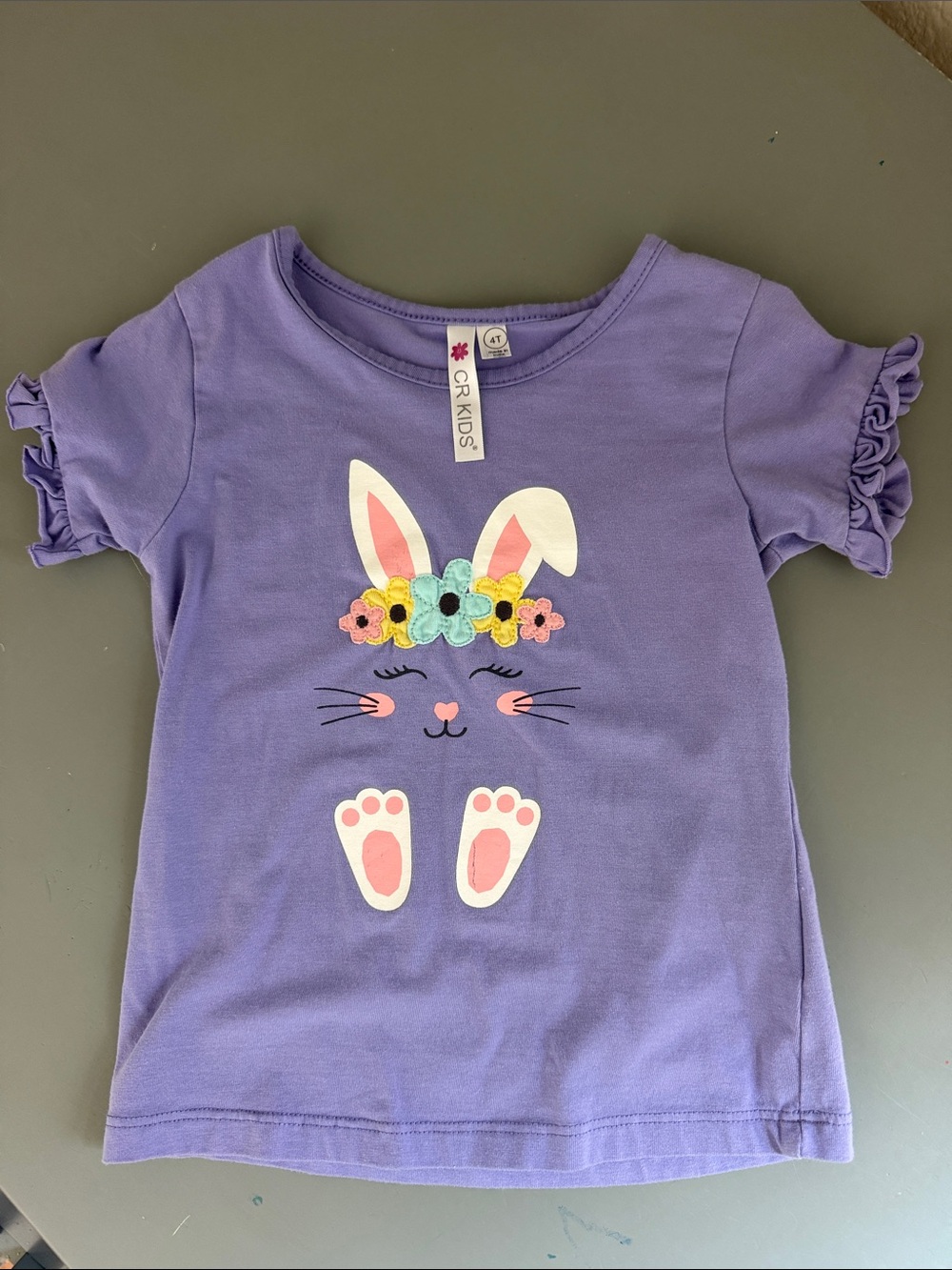 CR Kids Lavender Easter Bunny Graphic Short Sleeve Tee